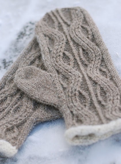 Alpaca Cable Knit Mittens Content in a Cottage