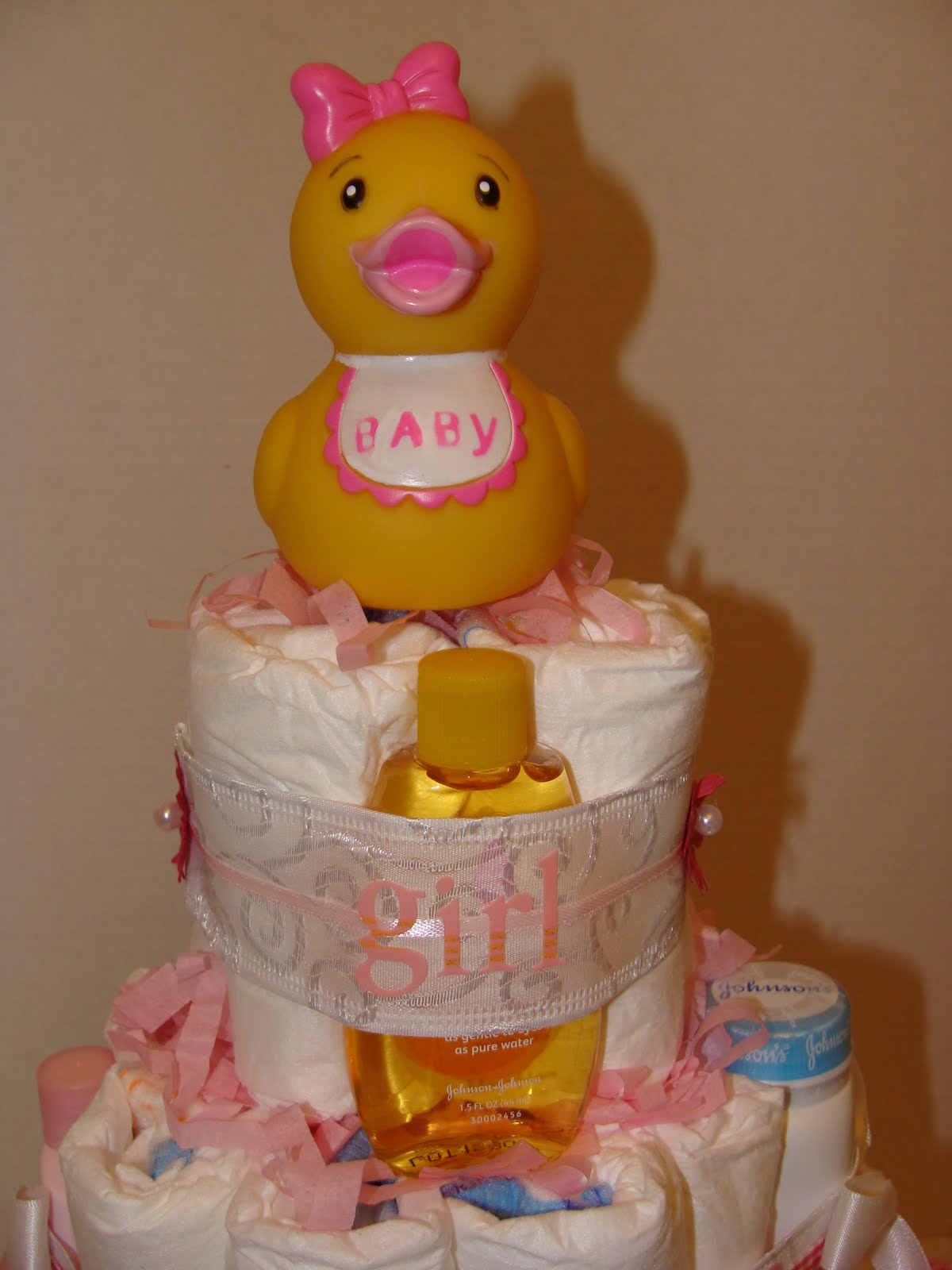 PeprzCakez 3 Tier Girl Rubber Ducky Diaper cake **Custom Order**