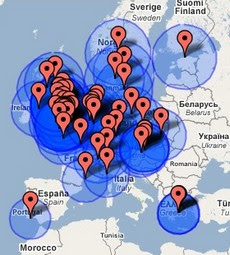 La mappa degli utenti AirNAV Radar in Europa