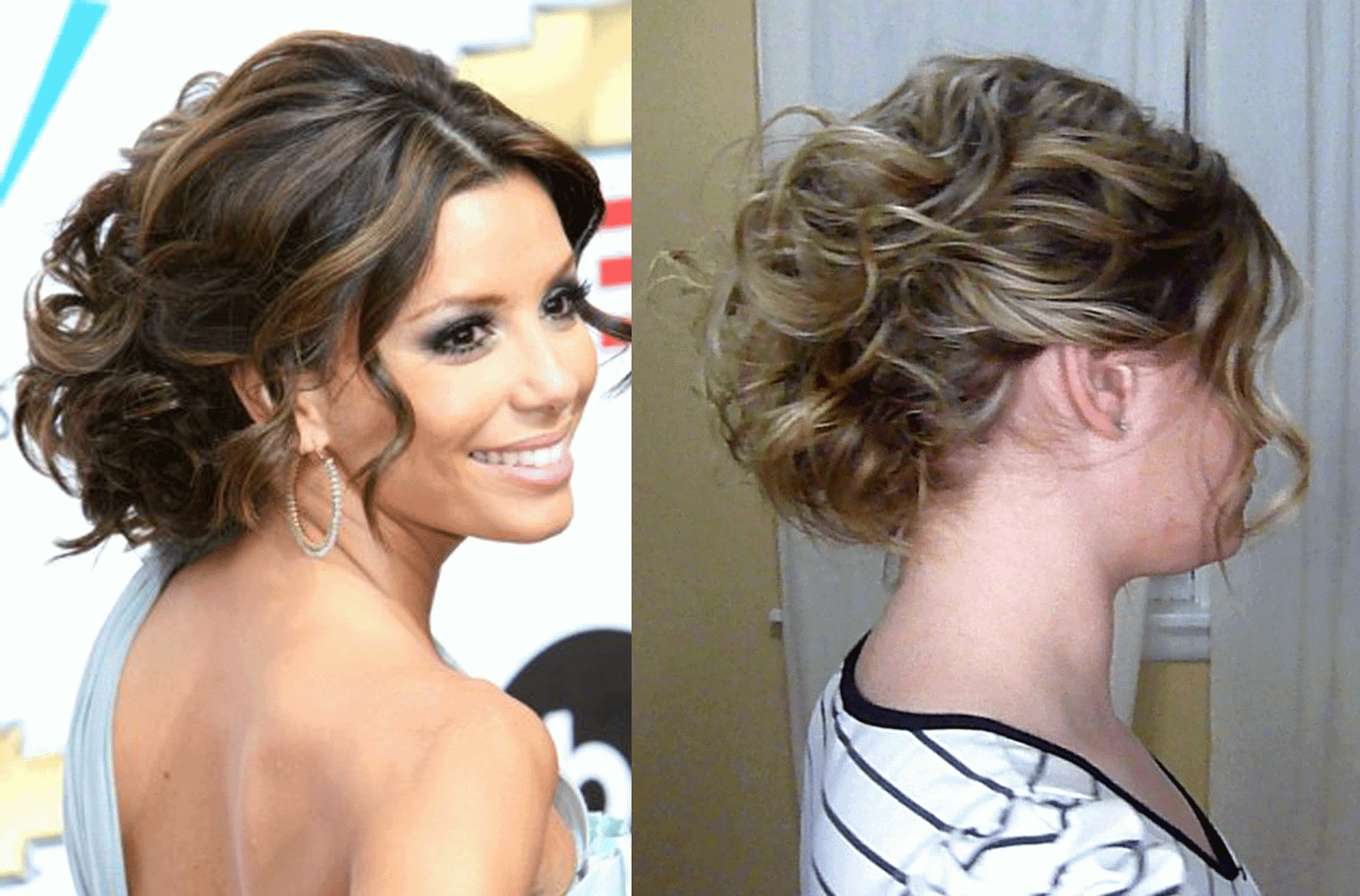Holiday Hairstyle #2 Eva Longoria Inspired Updo title=