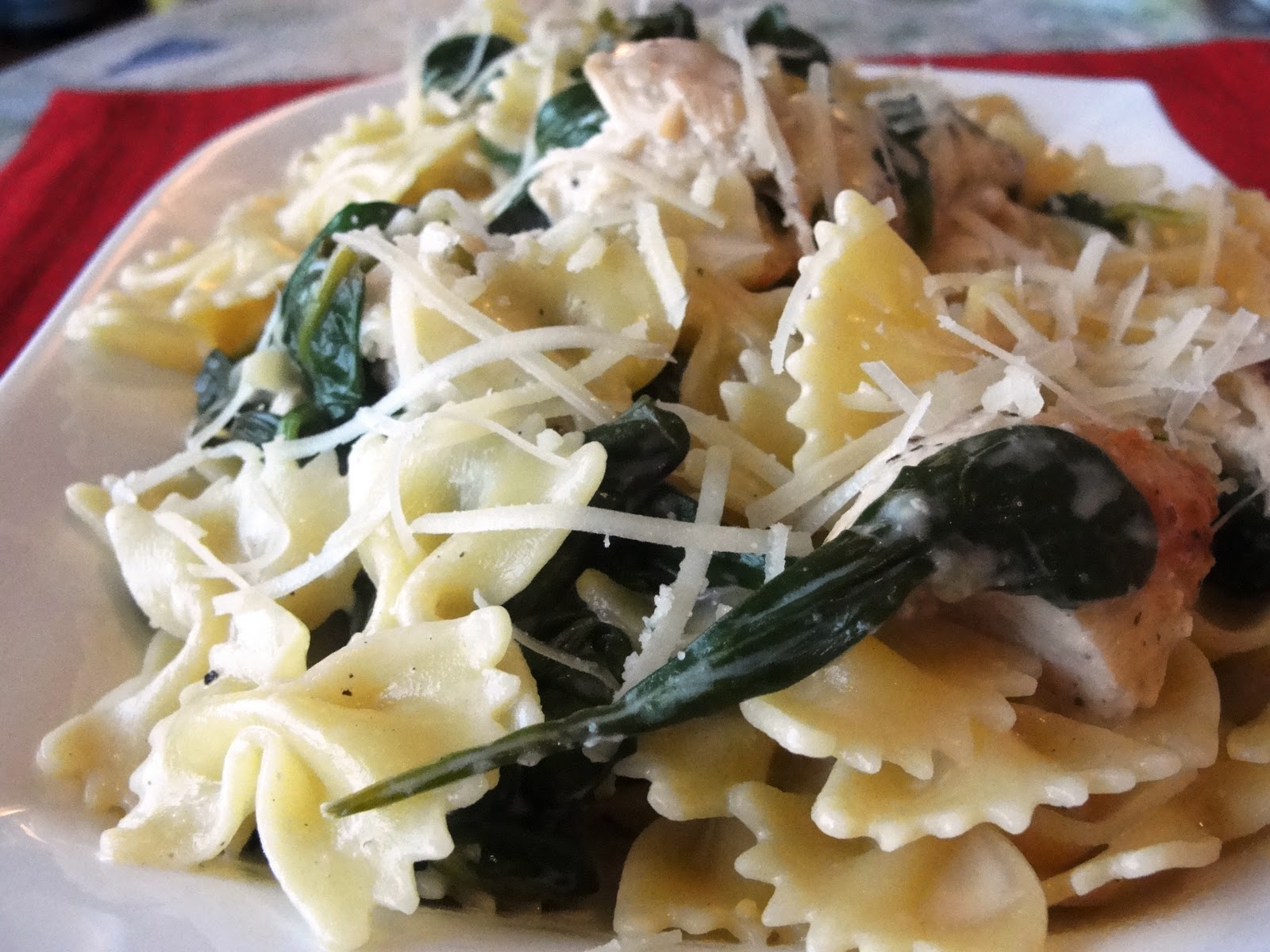 Growing Up (And Having Fun) After 40 Chicken and Spinach Farfalle
