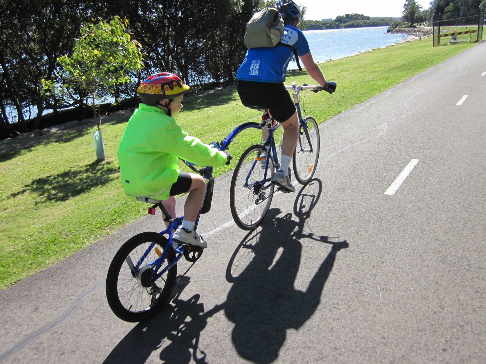 adult and child tandem bike