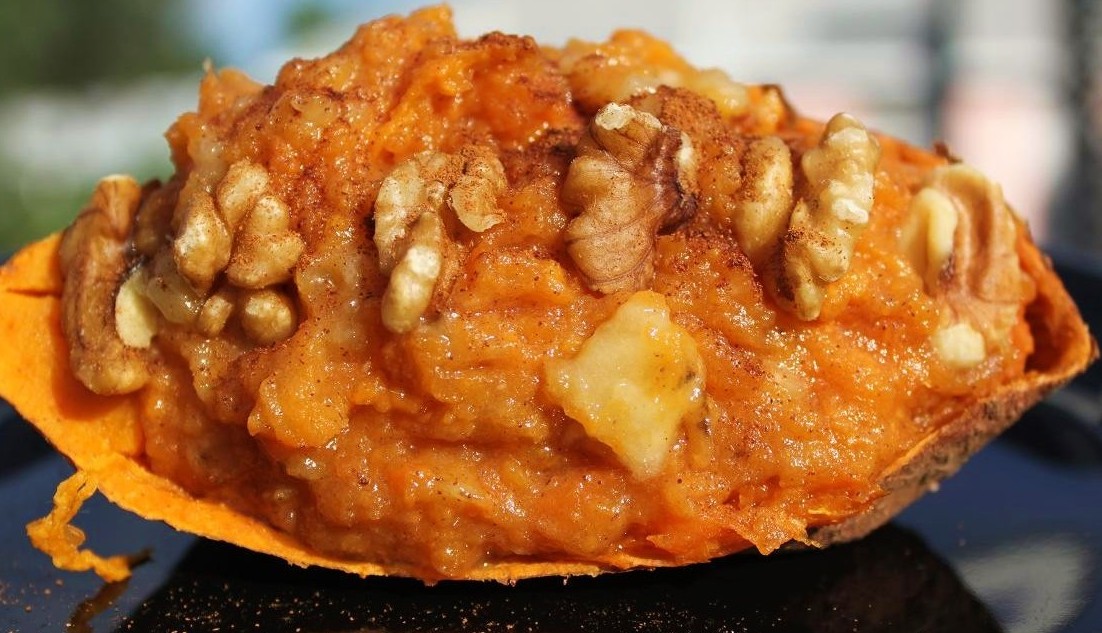 Sweet Potato with Brown Sugar Cinnamon Banana and Walnuts What's