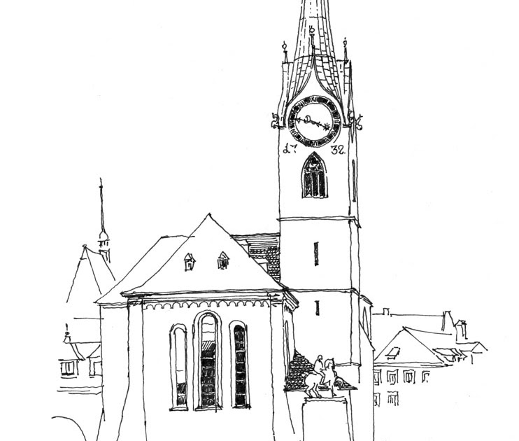 Zurich Fraumunster Urban Sketchers