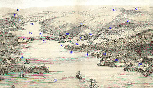 Sebastopol Harbour With Fort Constantine on Left (1) and the Quarantine Fort ... Sebastopol Harbour With Fort Constantine on Left (1) and the Quarantine Fort ...