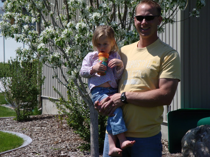 Davy & Ash in front of the Spring Snow Crabapple Tree