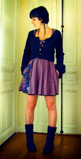 short purple dress by French fashion designer Malam