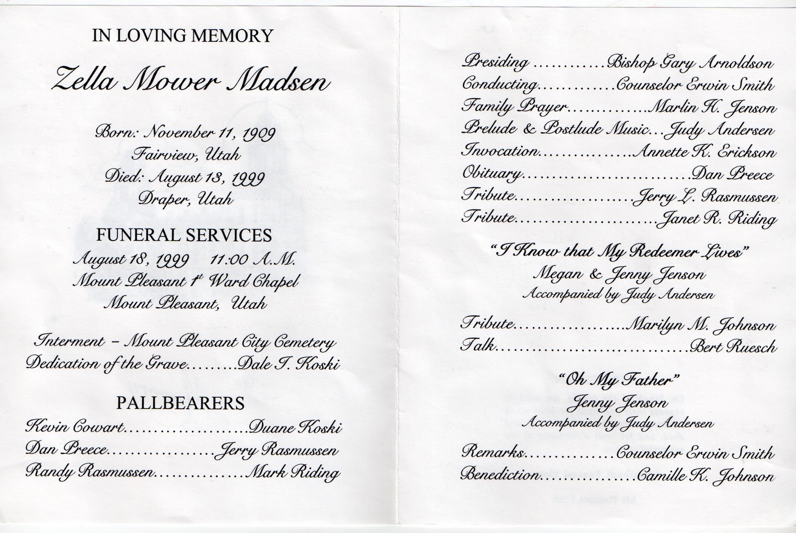 Funeral Program Images