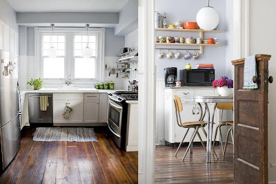 vintage things the wooden floors the retro kitchen table the black ...