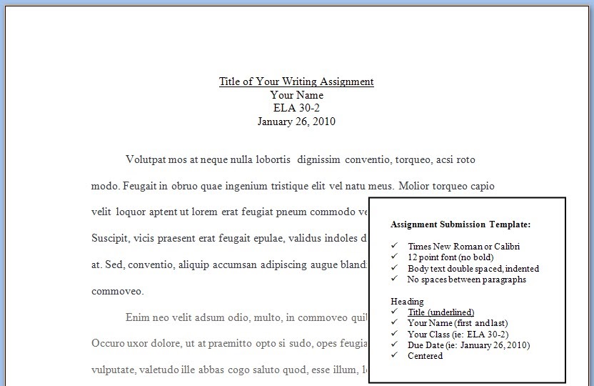University assignment template picture