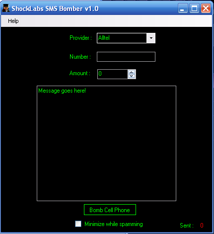 Cell Phone SMS Bomber.