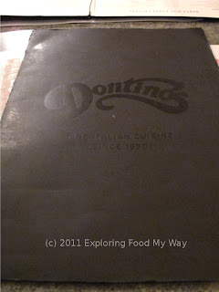 Dontino's Dinner Menu Page 1