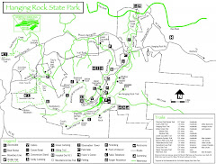 Detailed Park Map of Hanging Rock State Park