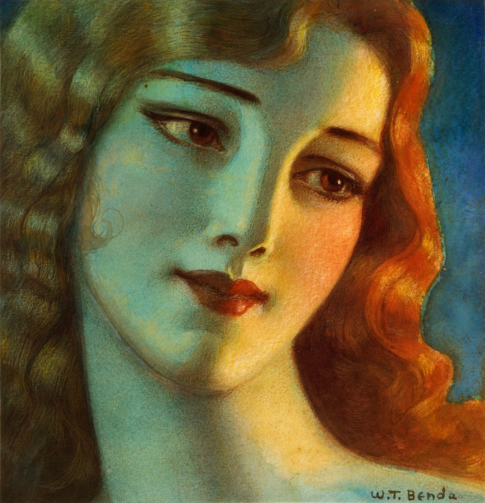 BEAUTIFUL PAINTINGS W. T. BENDA Girl with Blonde Hair 1923
