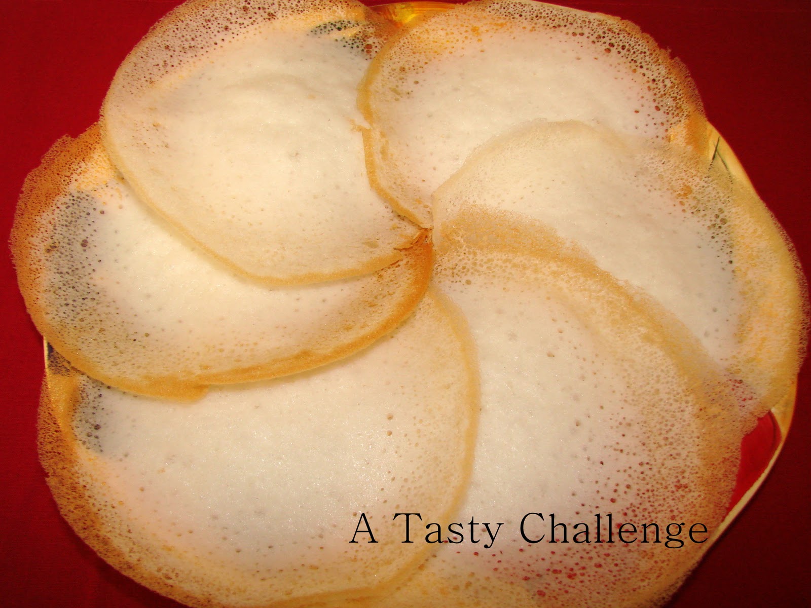 A Tasty Challenge..... Palappam/ Kerala Laced Pancake with Appapodi