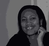 posterized black and white portrait of Renae Simpson smiling