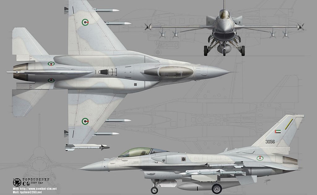 military picture: f16 fighter jet 3view drawing