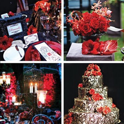 This red and black wedding is perfect for a Gothic celebration and we love 