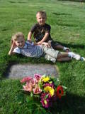 Visiting our sons grave on his 27th birthday (June 4,2008).  Happy Birthday Mike and to "Our DADDY"