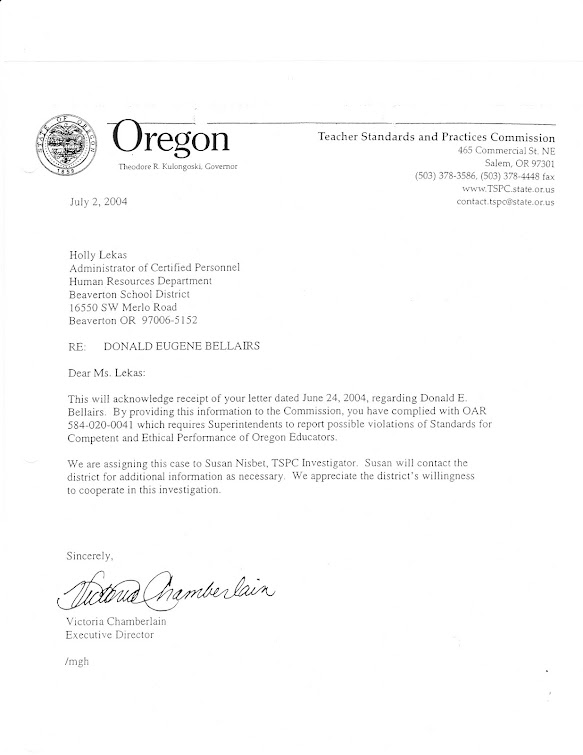 July 2004 letter from TPSC director to Lekas