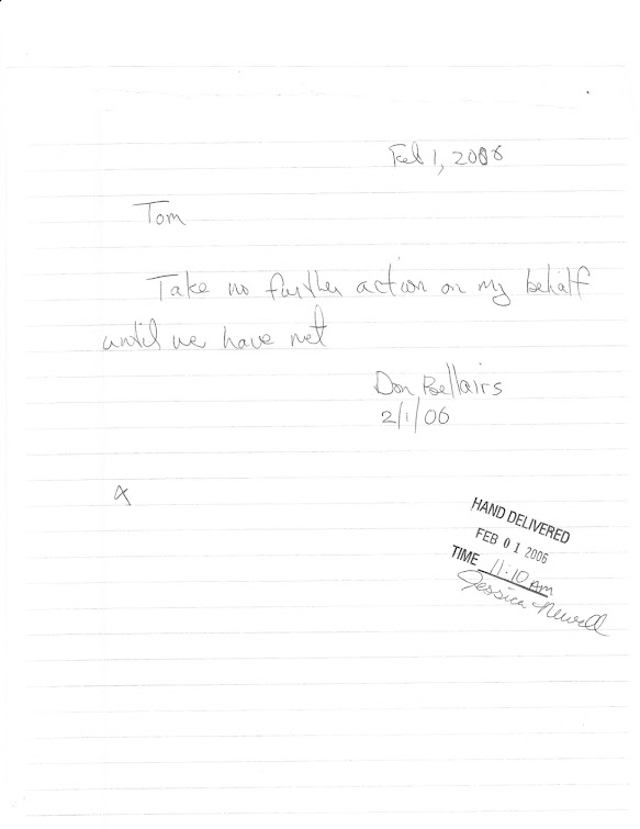 February 2006 handwritten note toOEA atty Tom Doyle instructing him to "take no further action"