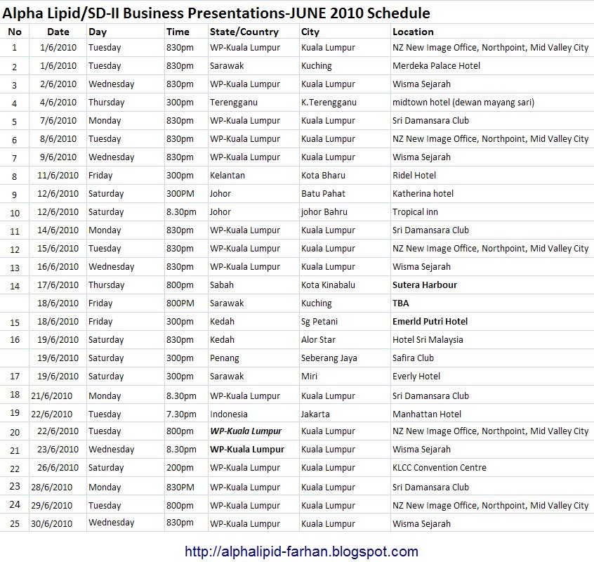 Business Schedule