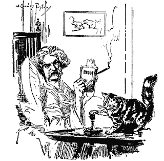 Mark Twain y uno de sus gatos, Bambino