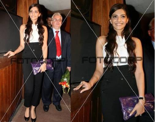 Sonam Kapoor purple balenciaga clutch russian film festival inaugration