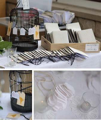 The birdcage with message written on tags was an idea The birdcage with message written on tags was an idea