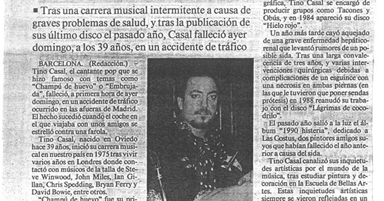 accidente tino casal prensa recortada nuevaola80 el cantante tino casal accidente tino casal prensa recortada nuevaola80 el cantante tino casal