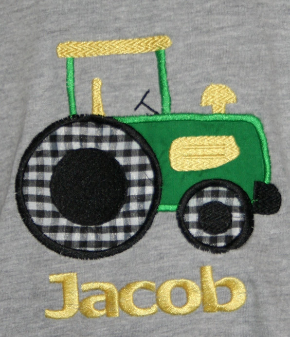 Tractor applique with name
