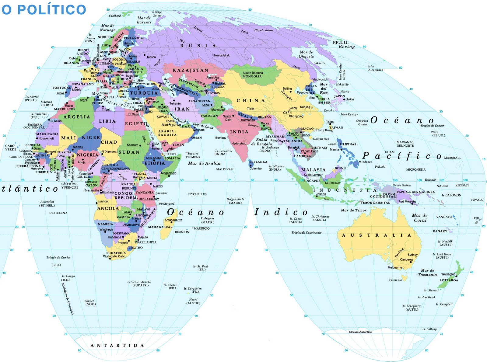 Mapa Del Mundo Capitales