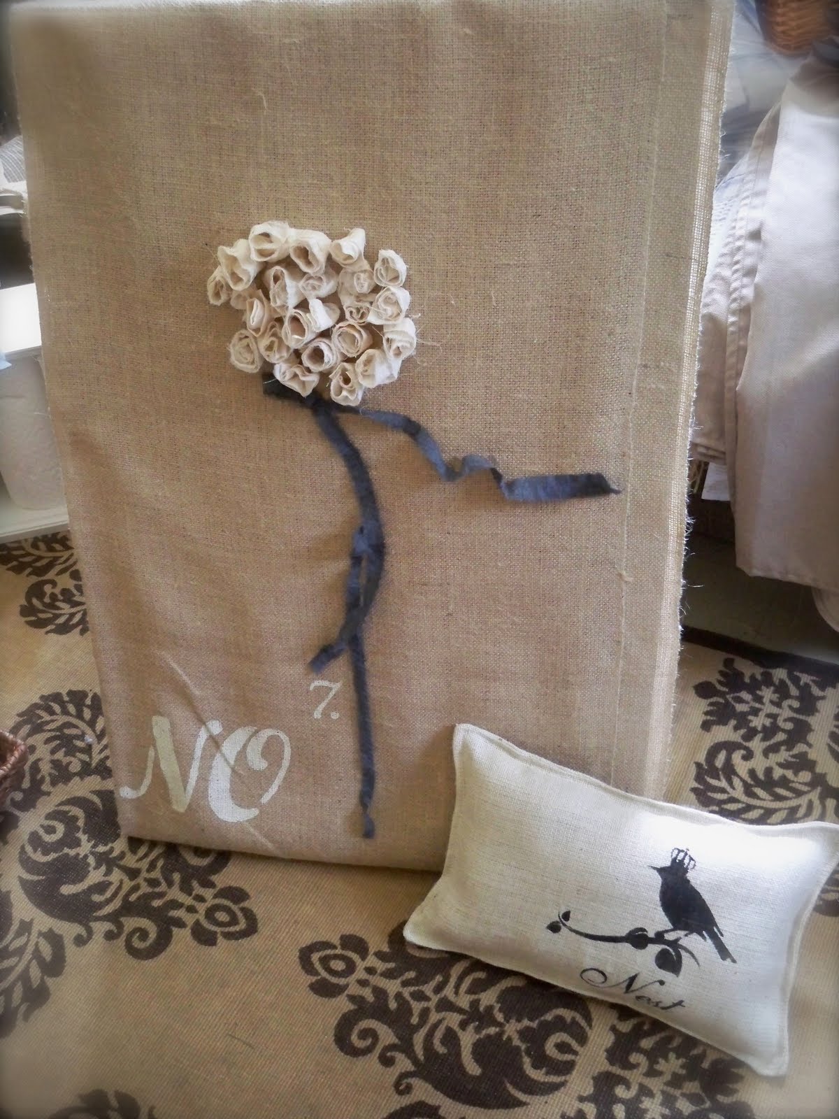 reInspire Burlap Art Work Hydrangea