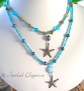 Sterling Silver Starfish Necklaces - Beach and Ocean Colors