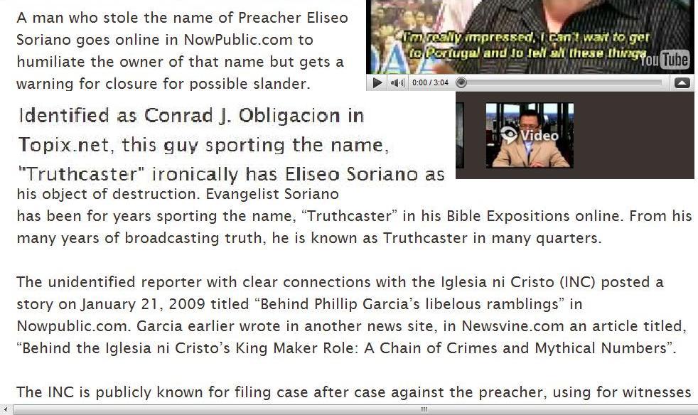 Ang Panlilinlang ni CONRAD J. OBLIGACION kaanib ng Iglesia ni Cristo®
