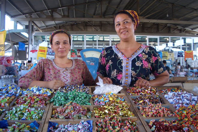 Sweet sellers at the bazaar, Turkmenistan