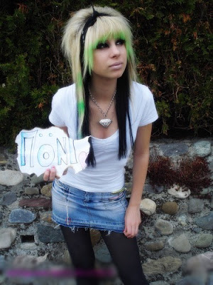 a typical Emo hairstyle. girls