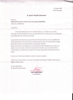Carta de Renuncia al grupo, de Luis Matos.