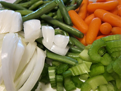 stew beef veggies prep