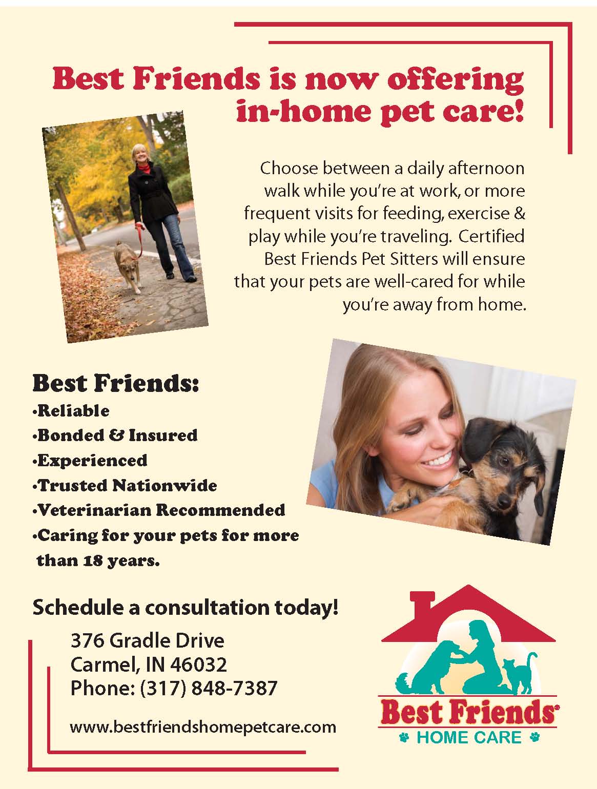 Best Friends Carmel Professional InHome Pet Care