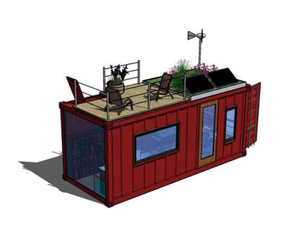 Reclaimed shipping container converted to mobile office by BSq Landscape Design