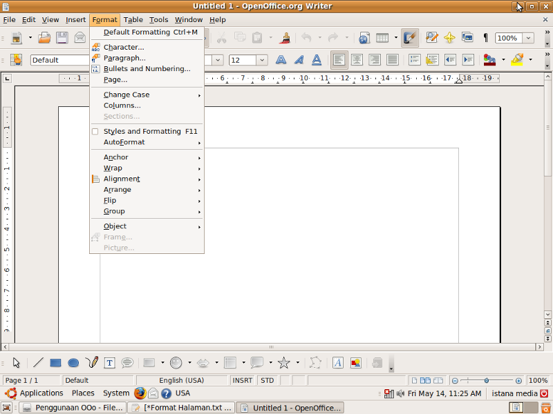 Tutorial Open Writer PENGATURAN MARGIN DI
