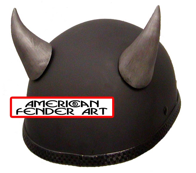 American Fender Art Curved Devil Horns Motorcycle Helmet Ornaments