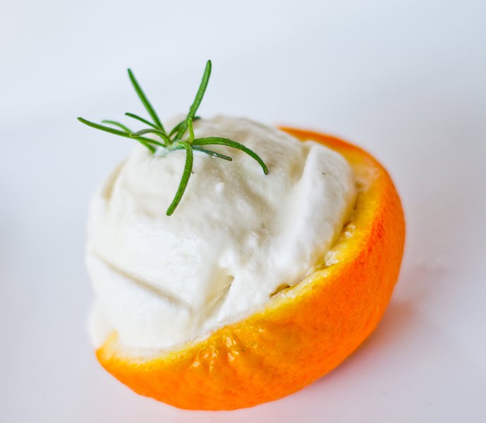 Honey Orange Rosemary Ice Cream Sprinkled with Flour