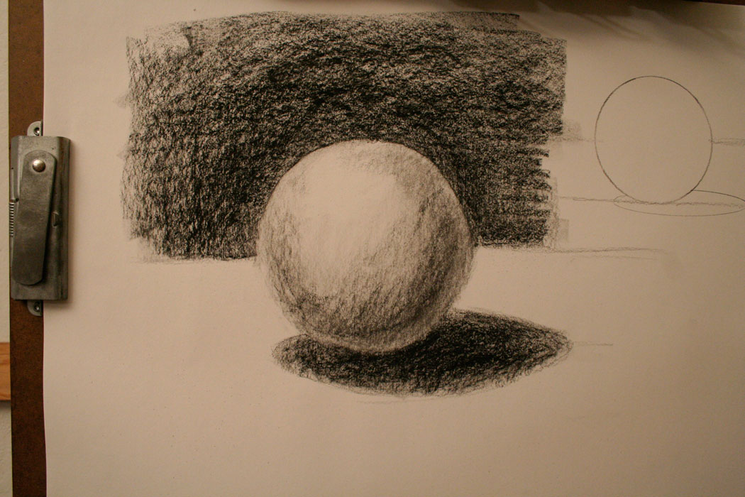kenney mencher demonstration drawing the sphere in charcoal
