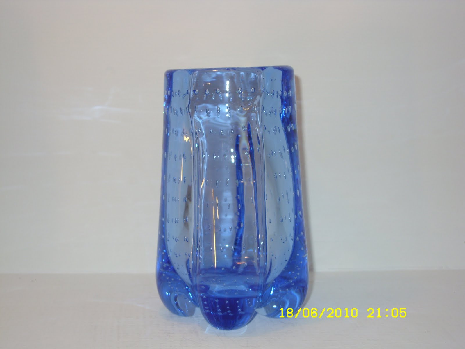 WFGlass Collection Sale. WHITE FRIARS WHITEFRIARS RARE LOBED VASE 9775 SKY BLUE FLC