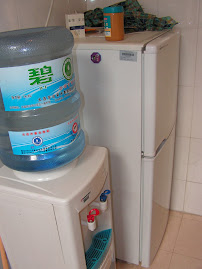 fridge and water cooler