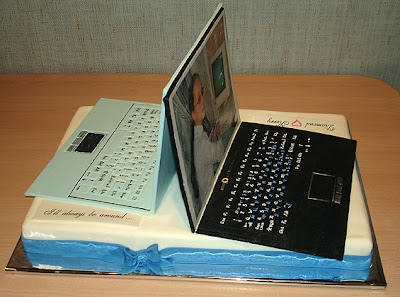 Cake made in shape of  laptops