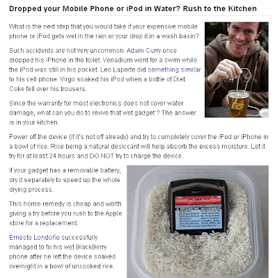 solution just in case if you drop your mobile or iPod in water