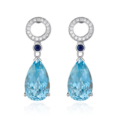 Diamond and Blue Topaz Earrings